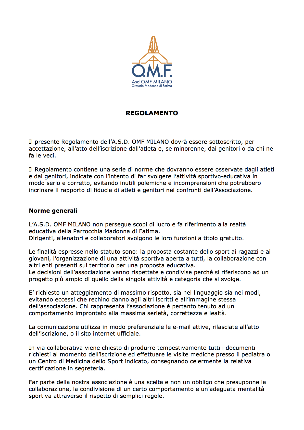 OMF - Regolamento interno 1